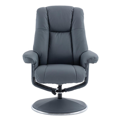 The Denver - Swivel Recliner Chair & Matching Footstool in Petrol Blue Genuine Leather Match