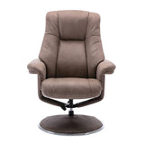 The Denver Swivel Recliner Chair & Footstool - Fabric - Pecan - Refurbished Clearance