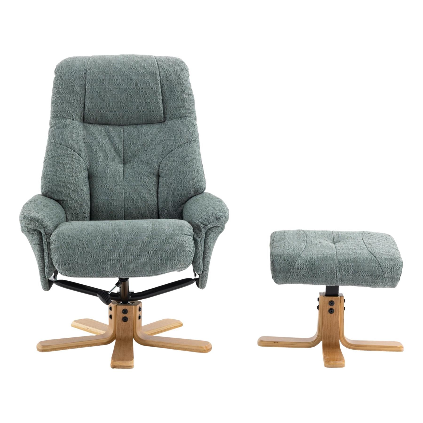 The Dubai - Swivel Recliner Chair & Matching Footstool in Lisbon Teal Fabric - Refurbished - alternate product image