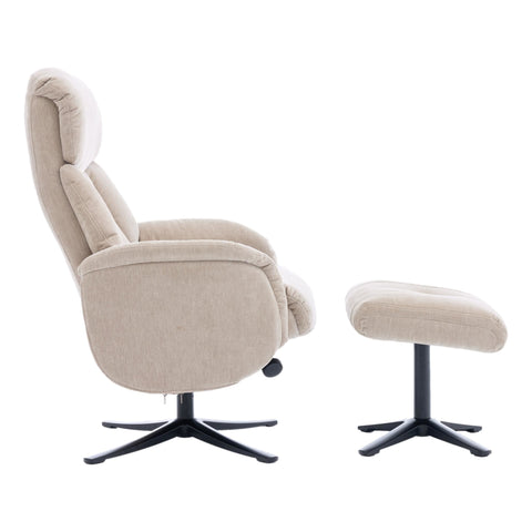 The Lucia Swivel Recliner Chair & Footstool in Mushroom Fabric - image 4