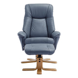 The Hawaii - Swivel Recliner Chair & Matching Footstool in Petrol Blue Leather - Refurbished - thumbnail 3