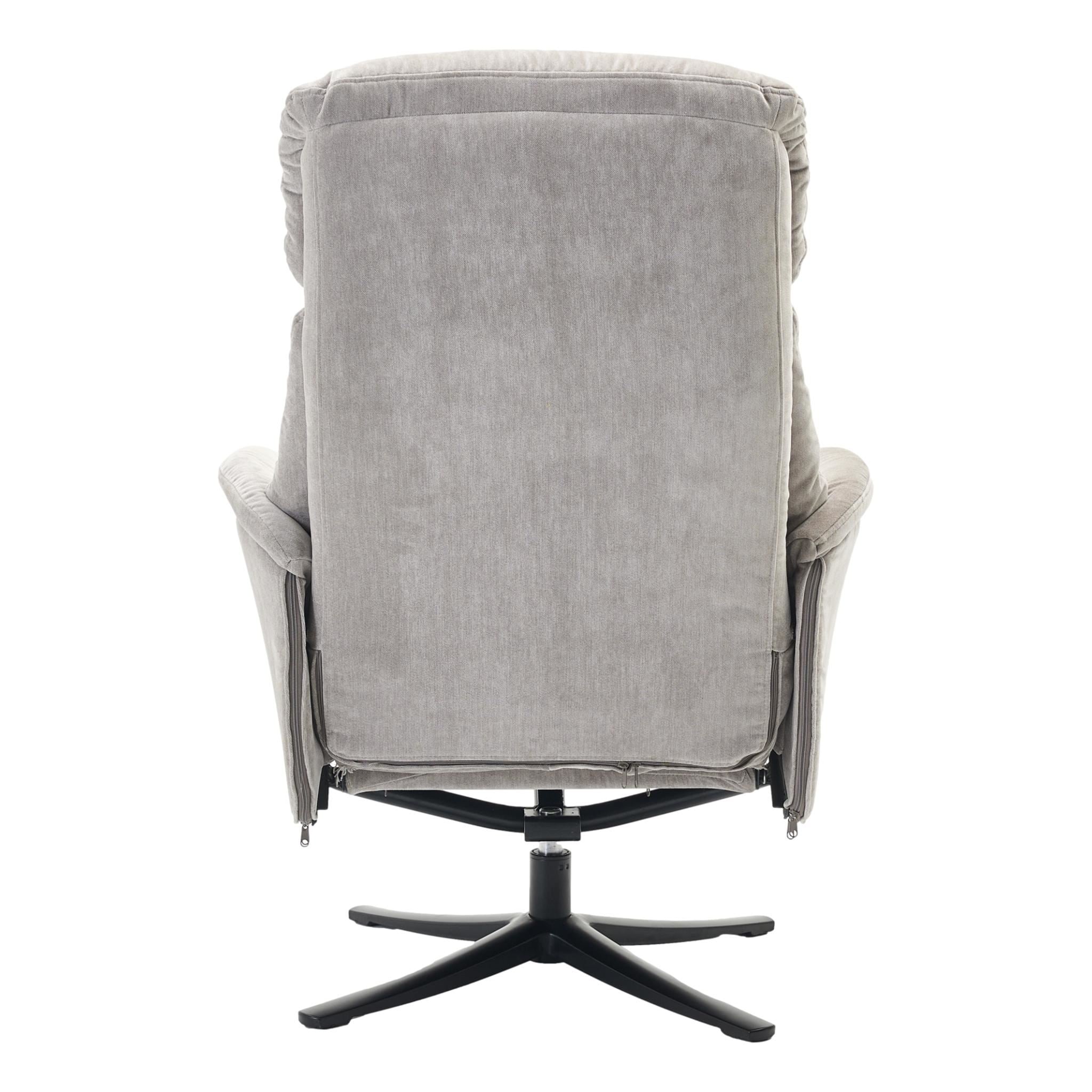 The Lucia Swivel Recliner Chair & Footstool in Grey Mist Fabric