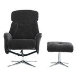 The Lucia Swivel Recliner Chair & Footstool in Black Fabric - thumbnail 2