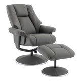 The Denver - Swivel Recliner Chair & Matching Footstool in Cinder Grey Genuine Leather Match