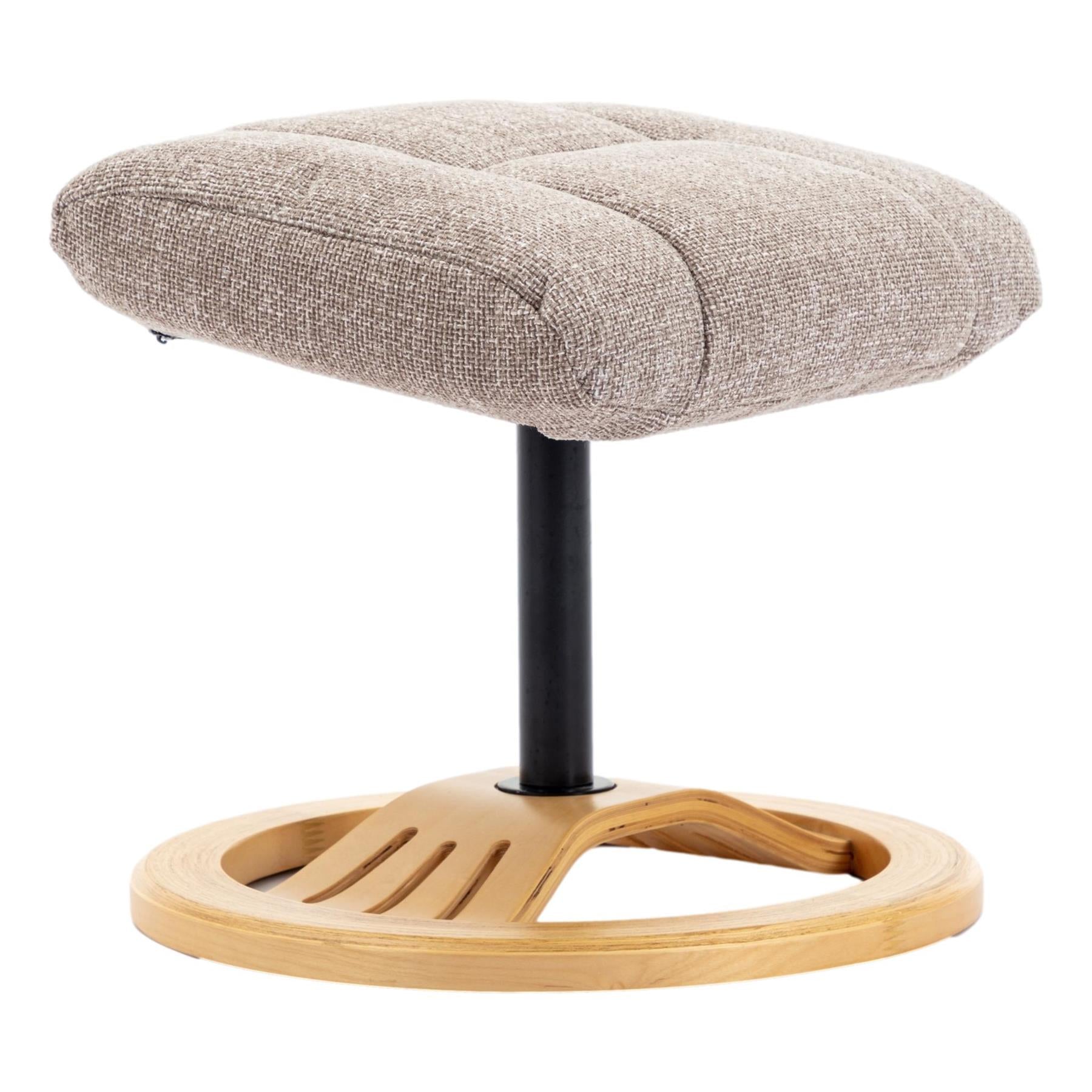 The Mandalay Swivel Recliner Chair & Footstool in ChaCha Oat Fabric - Refurbished