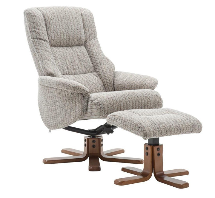 The Florida Wheat Fabric Swivel Recliner Chair & Matching Footstool - Refurbished Clearance - image 1