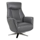 The Houston Zero Gravity Swivel Electric Recliner Chair in Iron Genuine Leather - thumbnail 1