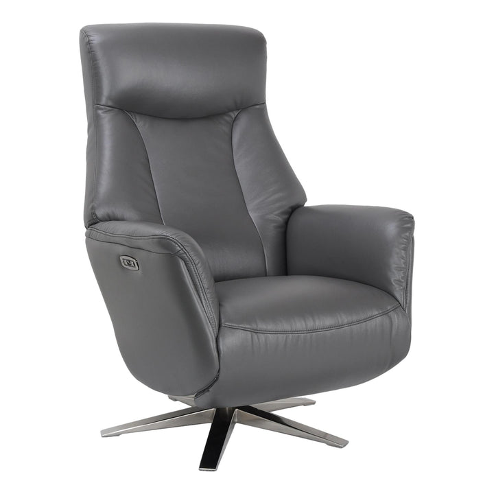 The Houston Zero Gravity Swivel Electric Recliner Chair in Iron Genuine Leather - image 1
