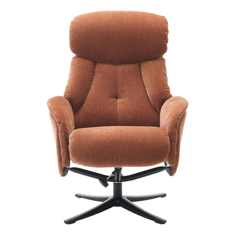 The Lucia Swivel Recliner Chair & Footstool in Caramel Brown Fabric - image 3