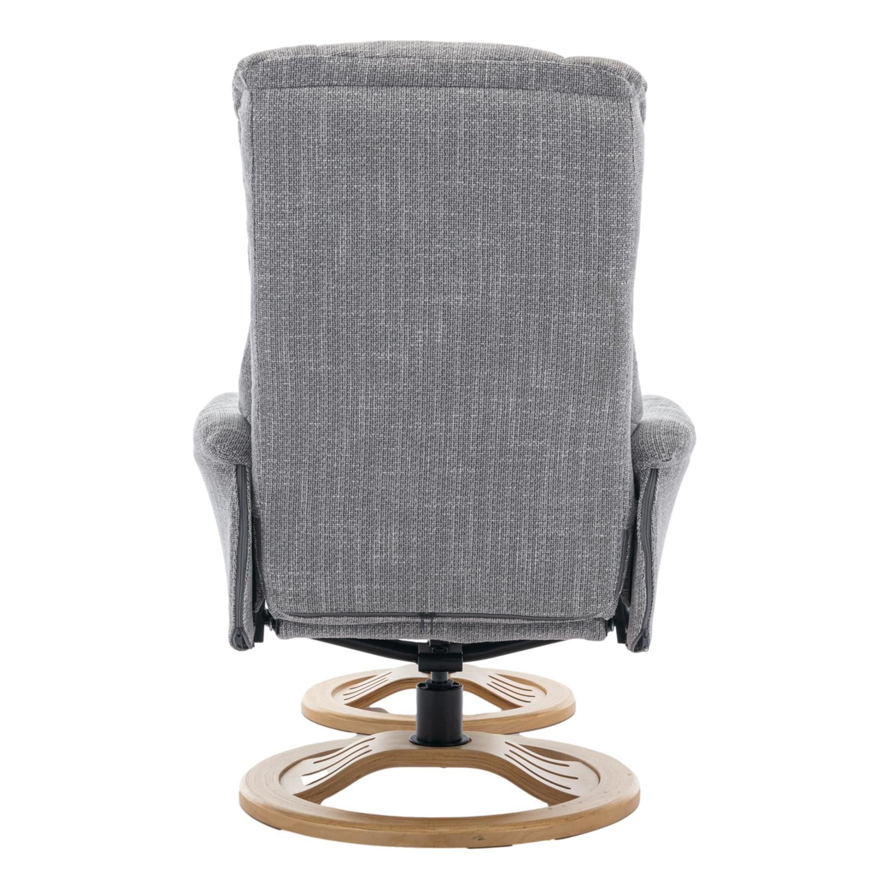 The Mandalay Swivel Recliner Chair & Footstool in ChaCha Dove Grey Fabric - Refurbished - image 7