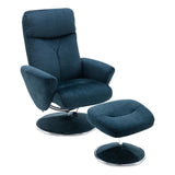 The Paddington - Swivel Recliner Chair & Matching Footstool in Deep Sea Blue Fabric - thumbnail 1