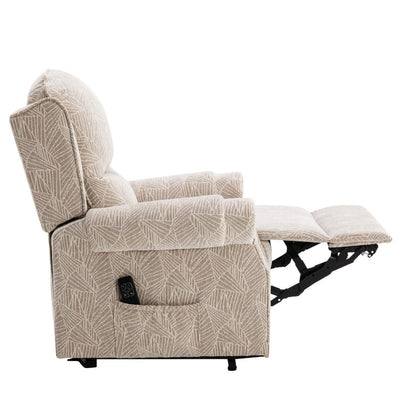 Winchester Dual Motor Riser Recliner Mobility Chair in Cream Brushstroke Fabric - Refurbished
