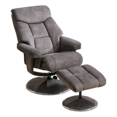 The Biarritz - Swivel Recliner Chair & Matching Footstool in Charcoal Grey Fabric - image 4