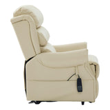 The Carlton Genuine Leather Riser Recliner in Cream - Dual Motor Mobility Chair - thumbnail 3