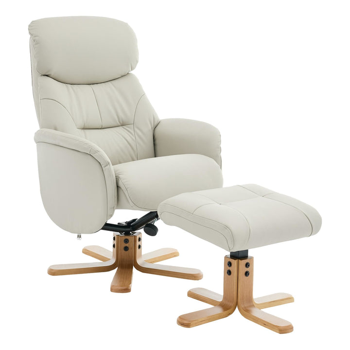 The Eden Swivel Recliner Chair & Matching Footstool in Mushroom Leather - image 1