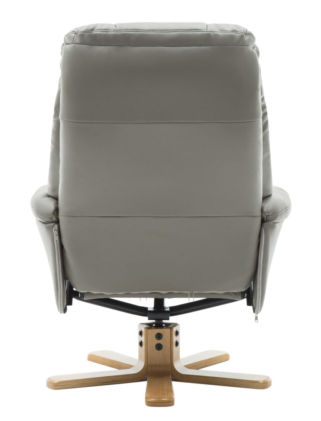 Dubai Faux Leather Grey Plush Swivel Recliner Chair With Footstool - Refurbished