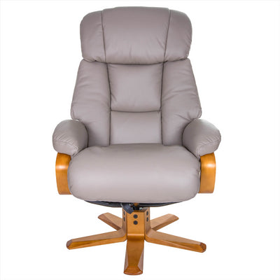 The Nice - Swivel Recliner Chair And Matching Footstool In Pebble Genuine Leather