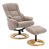 The Mandalay Swivel Recliner Chair & Footstool in ChaCha Oat Fabric - Refurbished - thumbnail 3