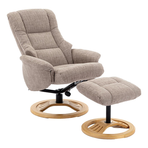 The Mandalay Swivel Recliner Chair & Footstool in ChaCha Oat Fabric - Refurbished - image 3
