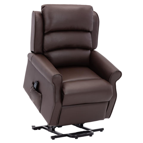 The Perth - Dual Motor Riser Recliner Mobility Chair in Brown Plush Faux Leather Refurbished - image 7
