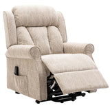 The Darwin - Dual Motor Riser Recliner Chair in Cream Brush Fabric - Refurbished - thumbnail 5