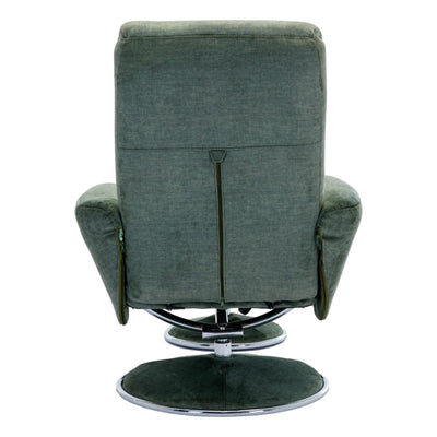 The Paddington - Swivel Recliner Chair & Matching Footstool in Moss Green Fabric