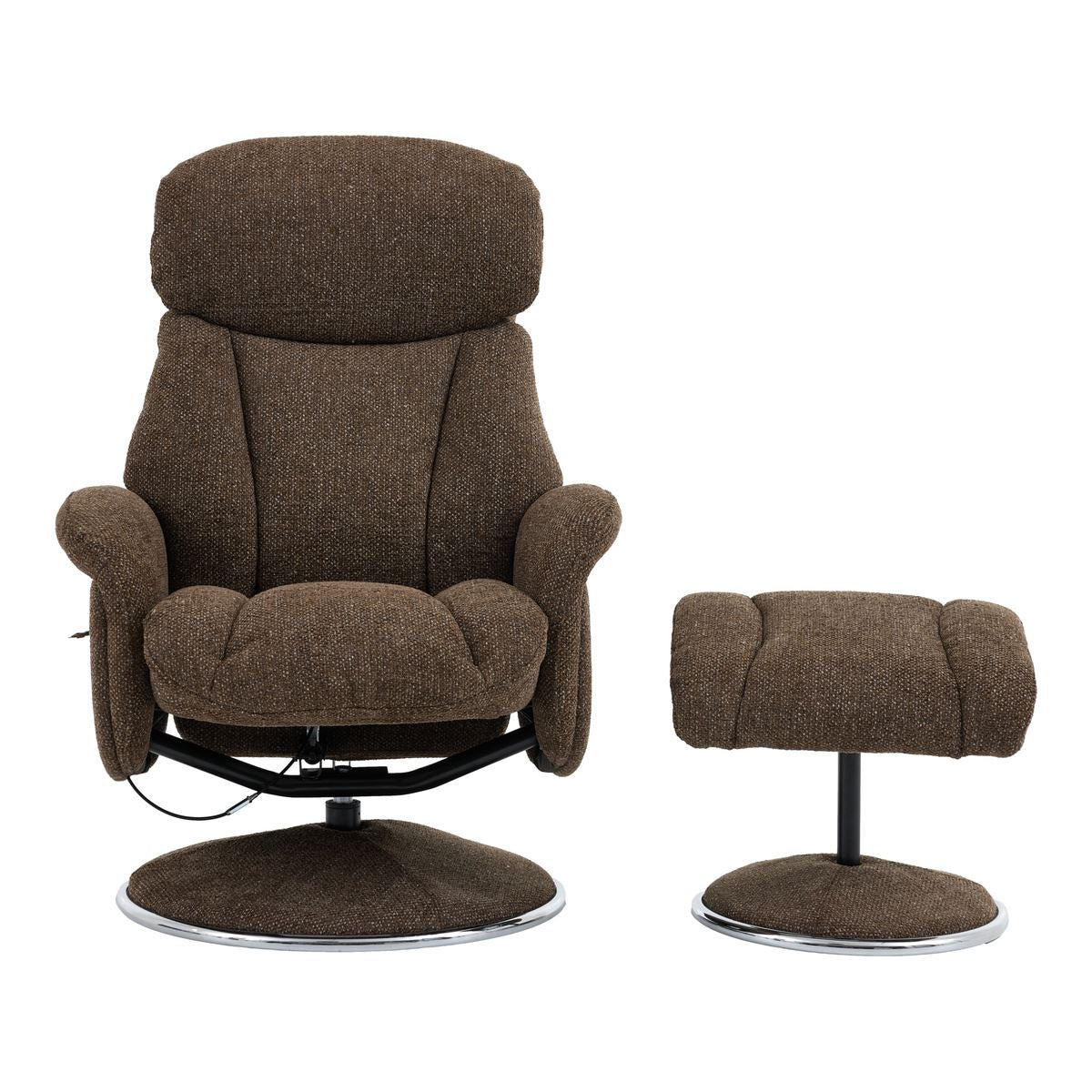 Sahara Swivel Recliner and Footstool in Espresso Fabric - alternate product image