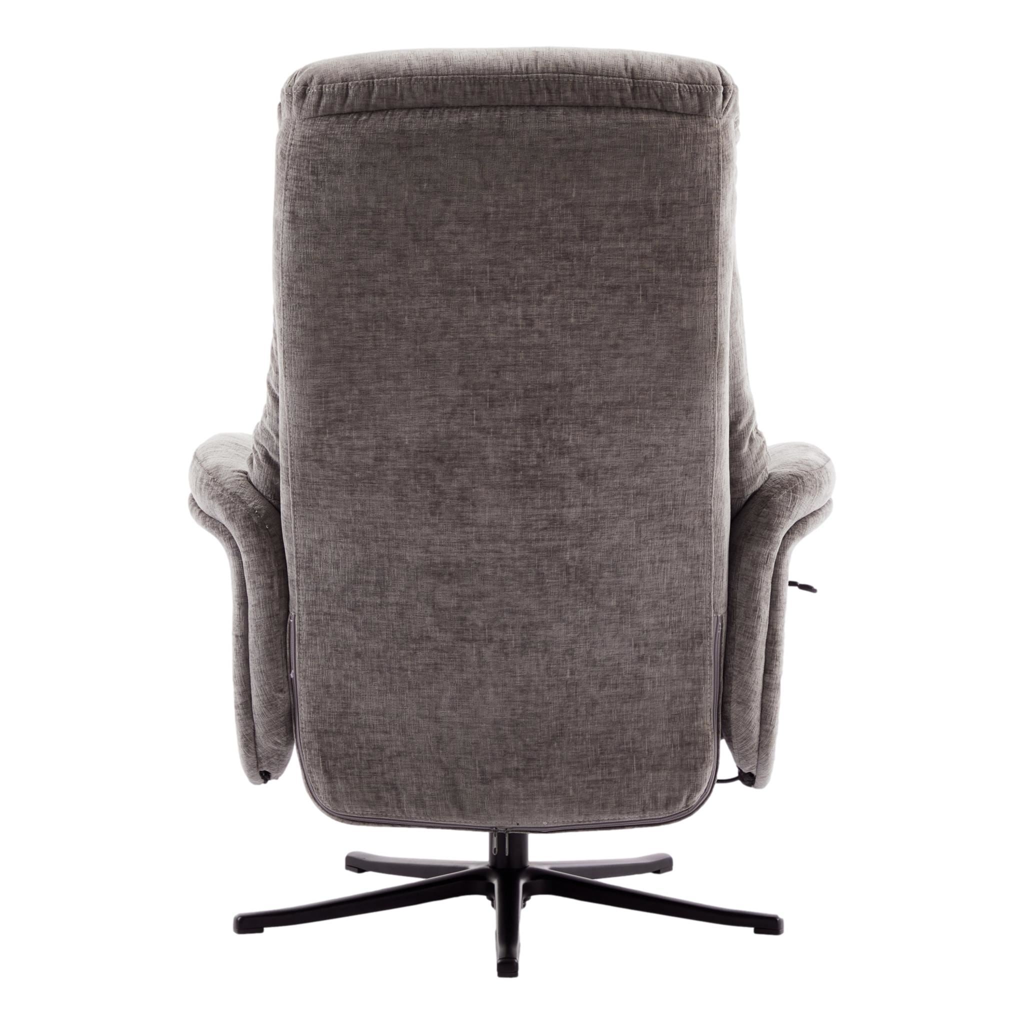 The Nevada Swivel Recliner Chair & Matching Footstool in Ash Fabric
