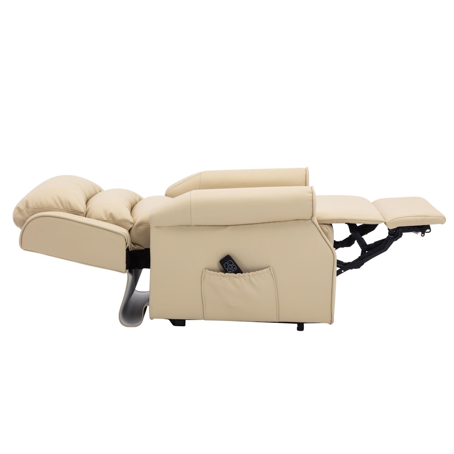 The Perth - Dual Motor Riser Recliner Mobility Chair in Cream Plush Faux Leather - Refurbished