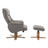 Cairo Swivel Recliner Chair & Footstool in Grey Plush Faux Leather - Refurbished - thumbnail 7
