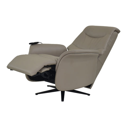 Boston Swivel Riser Recliner Chair in Pebble Genuine Leather - image 4