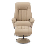The Lyon - Genuine Leather Swivel Recliner Chair & Footstool in Pebble Cream - Refurbished - thumbnail 4