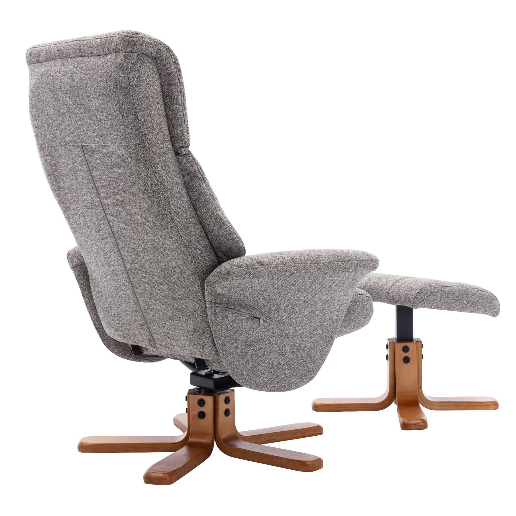 Marseille Swivel Recliner Chair and Footstool in Fossil Fabric