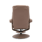 The Denver Swivel Recliner Chair & Footstool - Genuine Leather - Earth