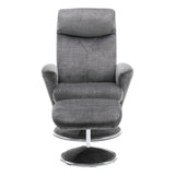 The Paddington - Swivel Recliner Chair & Matching Footstool in Graphite Grey Fabric