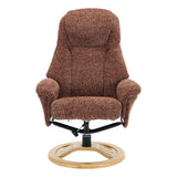 Aruba Swivel Recliner Chair in Copperblush Brown Fabric with Matching Footstool - thumbnail 8
