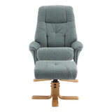 The Dubai - Swivel Recliner Chair & Matching Footstool in Lisbon Teal Fabric