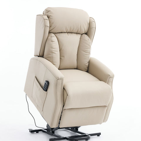 Banff Quad Motor Riser Recliner Lift Chair in Stone Genuine Leather - image 4