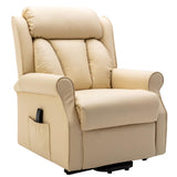 The Darwin - Dual Motor Riser Recliner Mobility Arm Chair in Cream Genuine Leather - Minor Damage - thumbnail 1