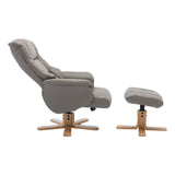 Cairo Swivel Recliner Chair & Footstool in Grey Plush Faux Leather - Refurbished - thumbnail 6
