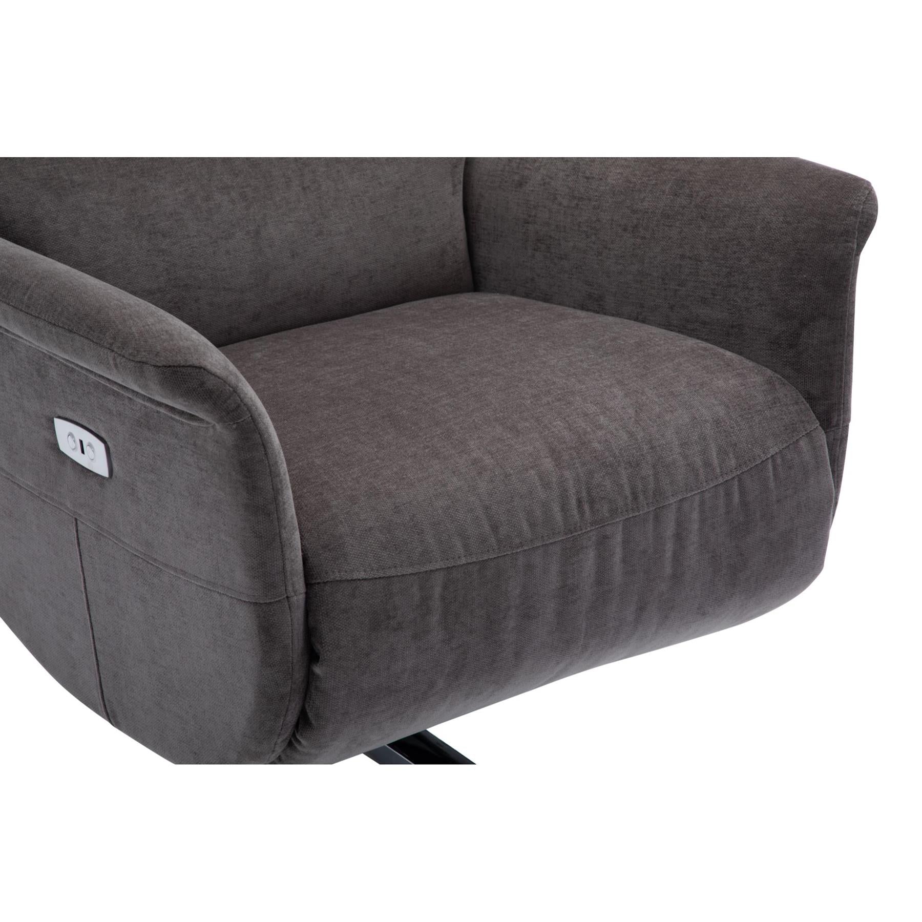 The Ontario Electric Swivel Recliner Chair, Integrated Footstool in Flint Fabric - Refurbished
