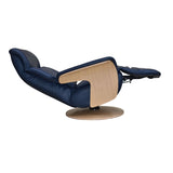 Utah Electric Swivel Recliner with Integrated Footrest in Navy Full Leather - thumbnail 5