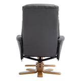 The Hawaii - Swivel Recliner Chair & Matching Footstool in Cinder Genuine Leather - Clearance - thumbnail 8