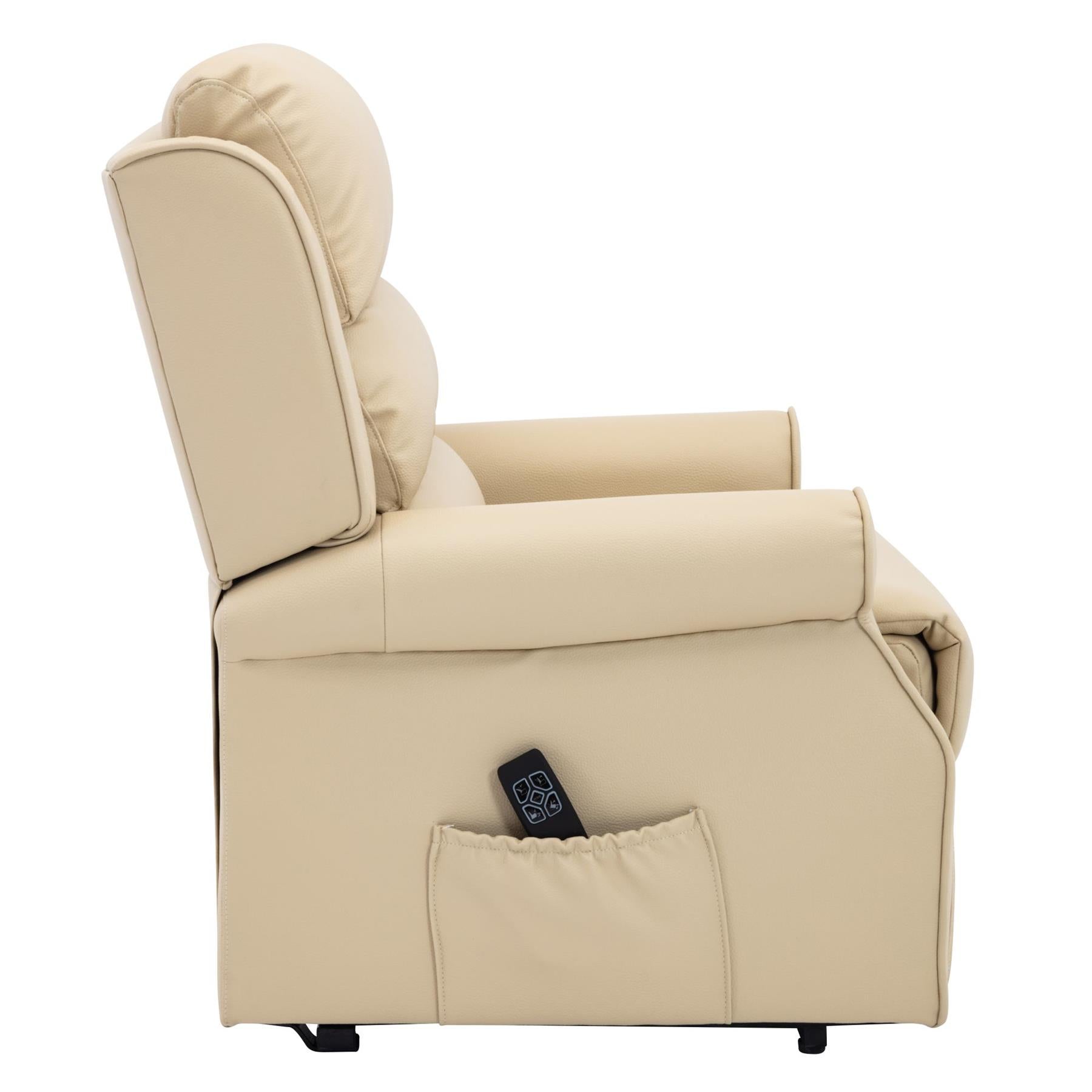 The Perth - Dual Motor Riser Recliner Mobility Chair in Cream Plush Faux Leather