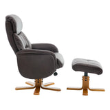The Eden Swivel Recliner Chair & Matching Footstool in Russet Brown Leather - thumbnail 3