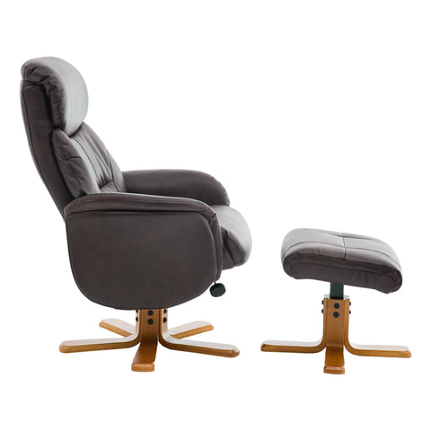 The Eden Swivel Recliner Chair & Matching Footstool in Russet Brown Leather - image 3