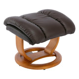 The Jupiter - Swivel Recliner Chair & Footstool in Brown Plush Faux Leather - Refurbished