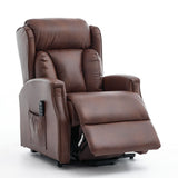 Banff Quad Motor Riser Recliner Lift Chair in Umber Genuine Leather - thumbnail 3