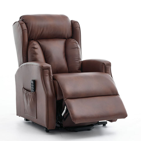 Banff Quad Motor Riser Recliner Lift Chair in Umber Genuine Leather - image 3