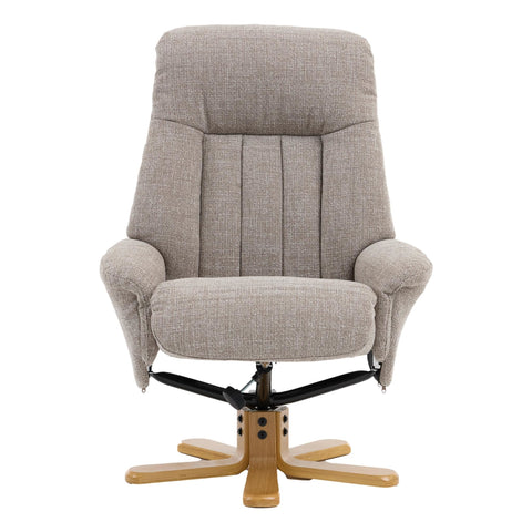 The Paris Swivel Recliner Chair & Footstool in Oat Fabric - image 3